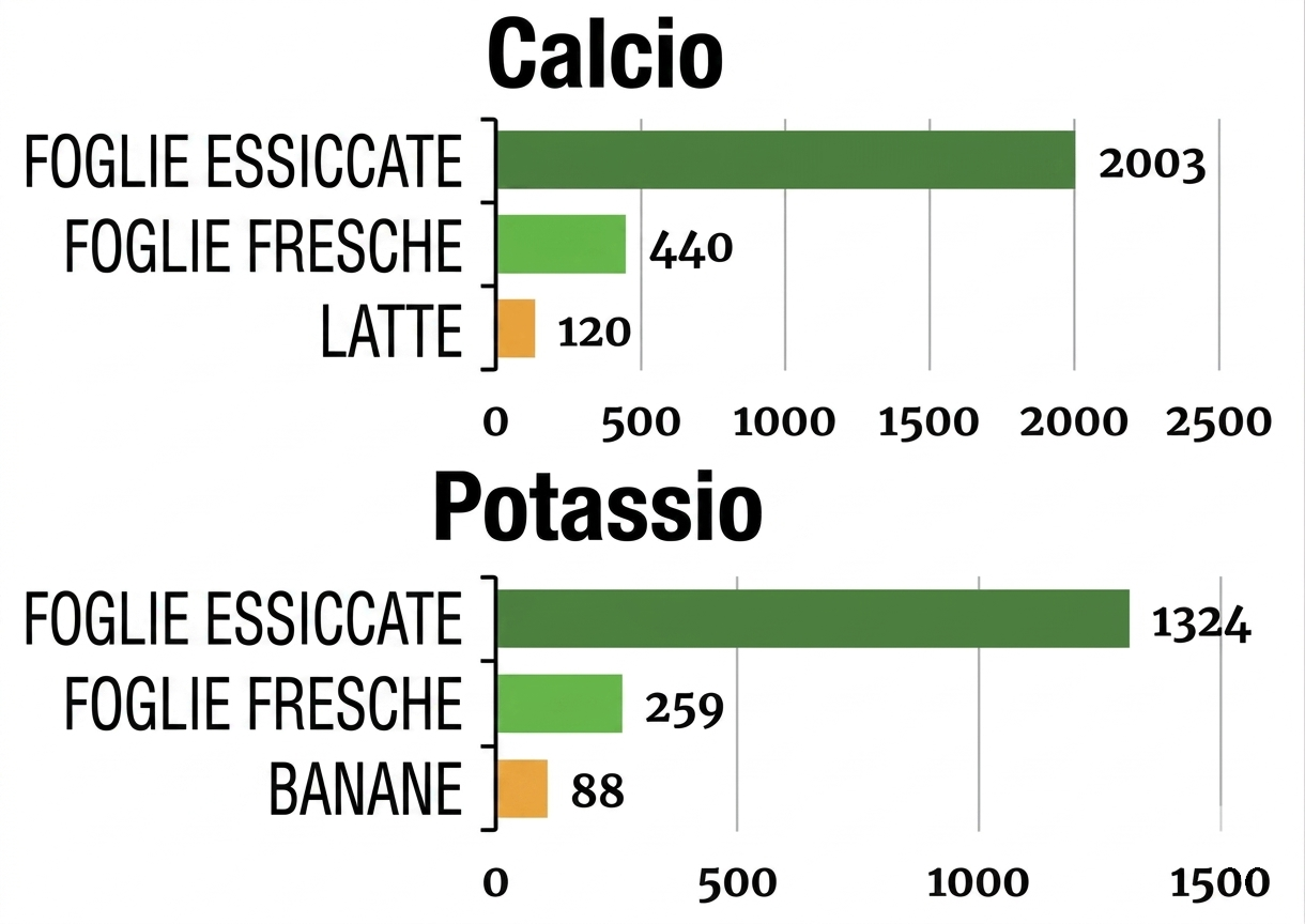 Calcium and potassium comparison for moringa leaves